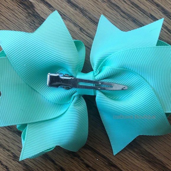 Mint 5" Deluxe Bow   HANDCRAFTED     -kids-  (2) - Picture 2 of 3